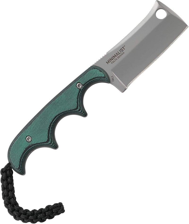 CRKT Minimalist Cleaver Outdoor Survival Fixed Blade Knife with Sheath: Stainless Steel Plain Edge Blade, Micarta Handle, 2383 - Image 2